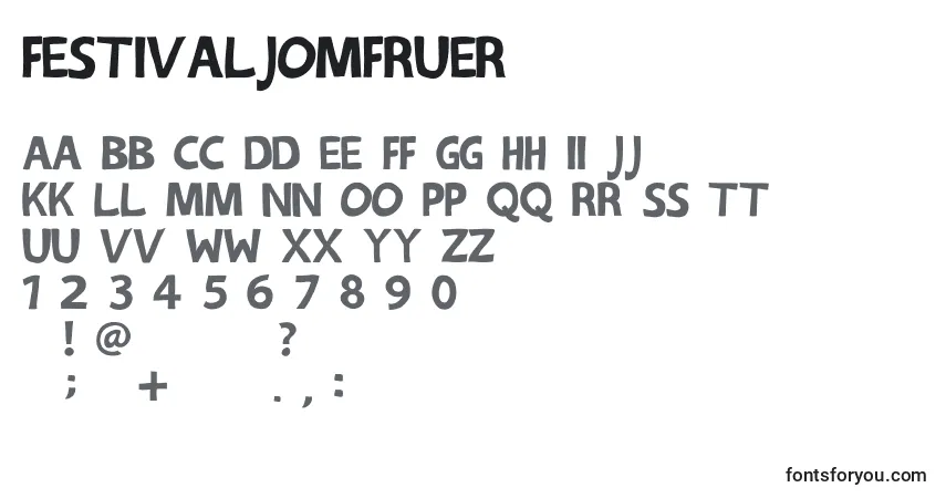 Шрифт Festivaljomfruer – алфавит, цифры, специальные символы