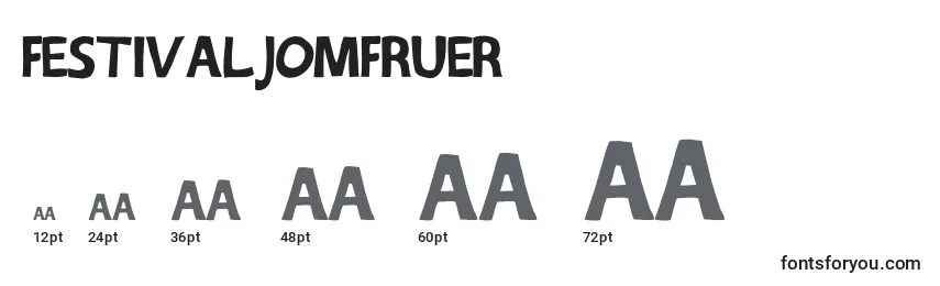 Размеры шрифта Festivaljomfruer