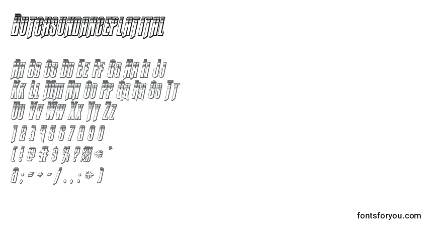 Czcionka Butchsundanceplatital – alfabet, cyfry, specjalne znaki