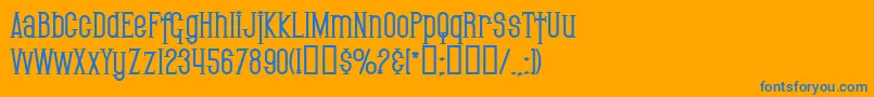 SfGothicanBold-Schriftart – Blaue Schriften auf orangefarbenem Hintergrund