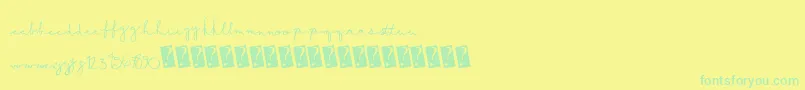 フォントSummerscript – 黄色い背景に緑の文字