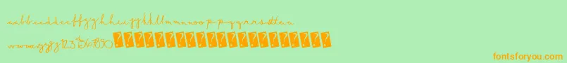 Summerscript-Schriftart – Orangefarbene Schriften auf grünem Hintergrund