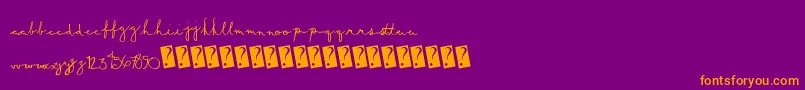 Weitere Informationen zur Summerscript-Schriftart Summerscript-Schriftart – Orangefarbene Schriften auf violettem Hintergrund