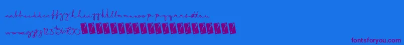 Weitere Informationen zur Summerscript-Schriftart Summerscript-Schriftart – Violette Schriften auf blauem Hintergrund