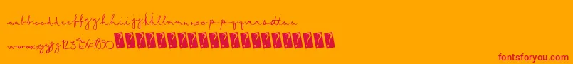 フォントSummerscript – オレンジの背景に赤い文字