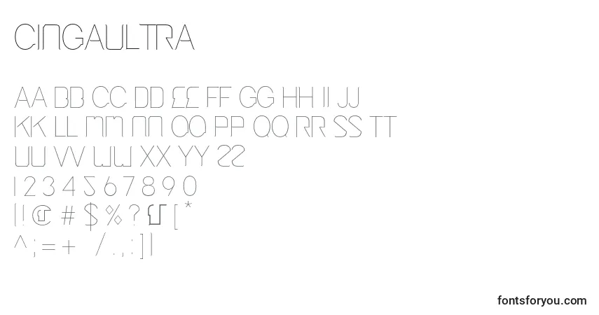Czcionka CingaUltra – alfabet, cyfry, specjalne znaki