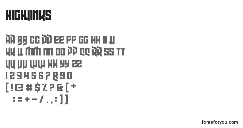 Schriftart HighJinks – Alphabet, Zahlen, spezielle Symbole