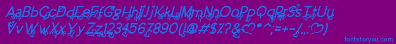 DreamLoveValentineBoldItalic Font – Blue Fonts on Purple Background