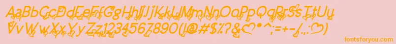 DreamLoveValentineBoldItalic-Schriftart – Orangefarbene Schriften auf rosa Hintergrund