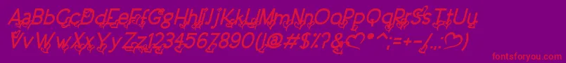 DreamLoveValentineBoldItalic Font – Red Fonts on Purple Background