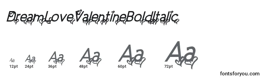 DreamLoveValentineBoldItalic Font Sizes