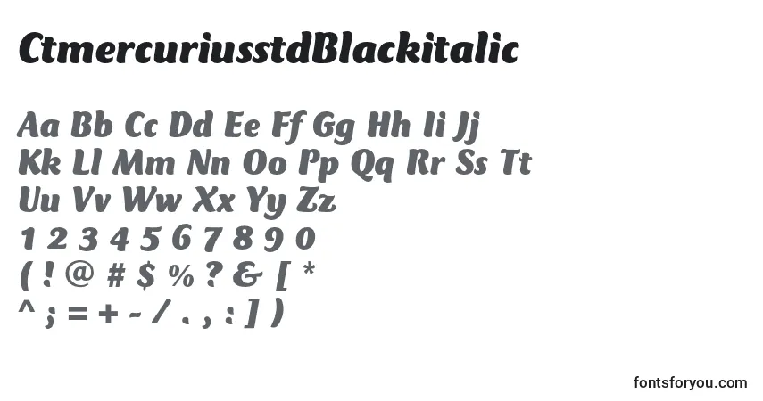 A fonte CtmercuriusstdBlackitalic – alfabeto, números, caracteres especiais