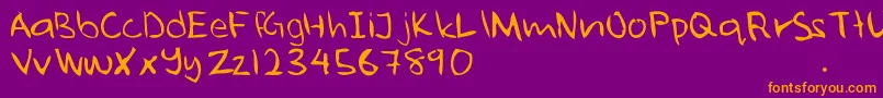 Czcionka Ugly – pomarańczowe czcionki na fioletowym tle