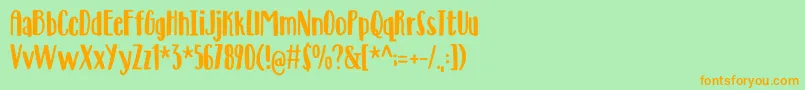 Deliberately-Schriftart – Orangefarbene Schriften auf grünem Hintergrund