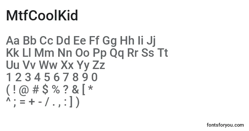 MtfCoolKid Font – alphabet, numbers, special characters