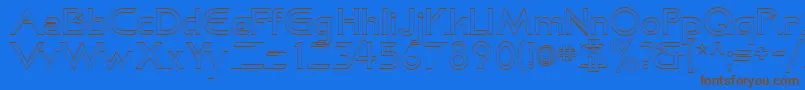 KhanOutline Font – Brown Fonts on Blue Background