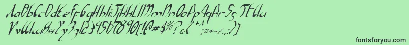 フォントXaphanItalic – 緑の背景に黒い文字