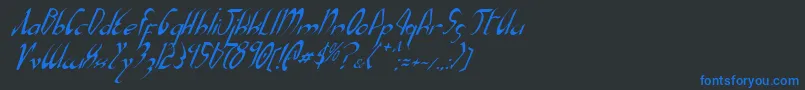 Fonte XaphanItalic – fontes azuis em um fundo preto