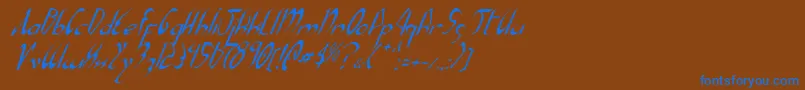 Czcionka XaphanItalic – niebieskie czcionki na brązowym tle