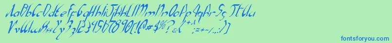XaphanItalic Font – Blue Fonts on Green Background