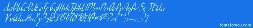 XaphanItalic Font – Green Fonts on Blue Background