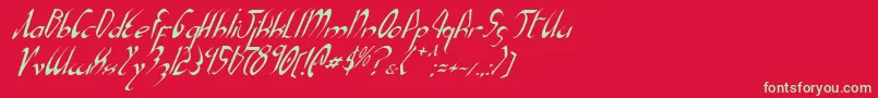 フォントXaphanItalic – 赤い背景に緑の文字