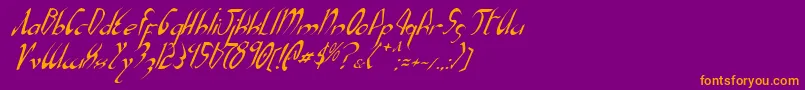 XaphanItalic-fontti – oranssit fontit violetilla taustalla