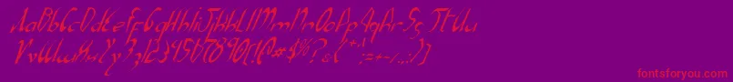 XaphanItalic-Schriftart – Rote Schriften auf violettem Hintergrund