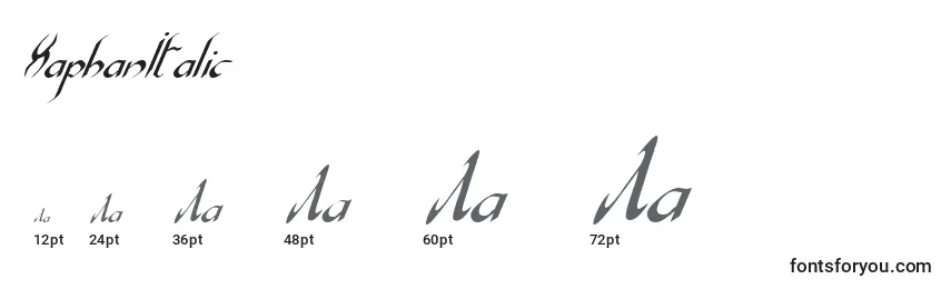 XaphanItalic Font Sizes