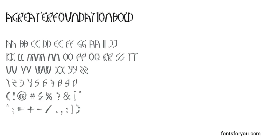 Czcionka AGreaterFoundationBold – alfabet, cyfry, specjalne znaki