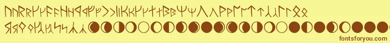 MoriaNormal-fontti – ruskeat fontit keltaisella taustalla