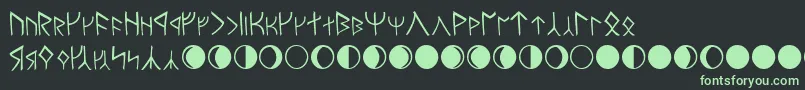 MoriaNormal-fontti – vihreät fontit mustalla taustalla