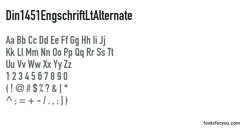 A fonte Din1451EngschriftLtAlternate – alfabeto, números, caracteres especiais