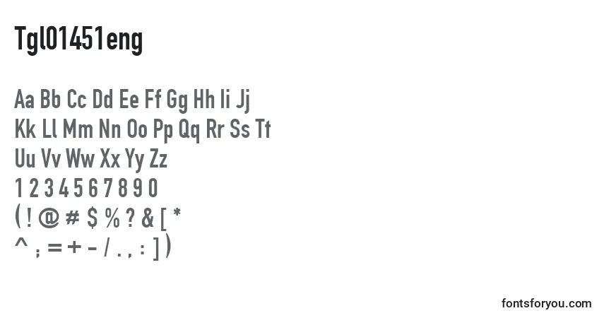 A fonte Tgl01451eng – alfabeto, números, caracteres especiais