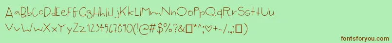 SyzygyHand-fontti – ruskeat fontit vihreällä taustalla