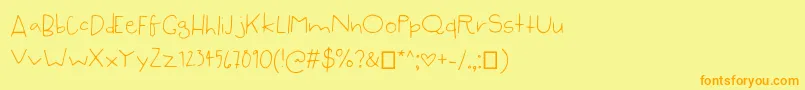 SyzygyHand-Schriftart – Orangefarbene Schriften auf gelbem Hintergrund
