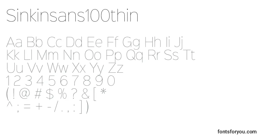 Sinkinsans100thin (42537) Font – alphabet, numbers, special characters