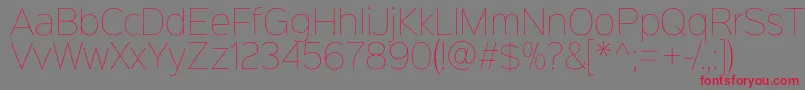 フォントSinkinsans100thin – 赤い文字の灰色の背景