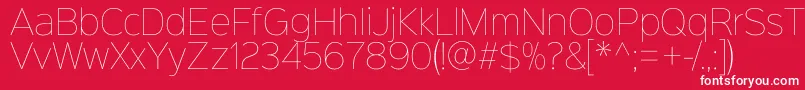 Sinkinsans100thin-Schriftart – Weiße Schriften auf rotem Hintergrund
