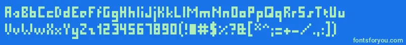 PixelMillennium Font – Green Fonts on Blue Background