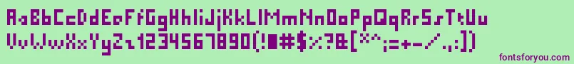 Czcionka PixelMillennium – fioletowe czcionki na zielonym tle