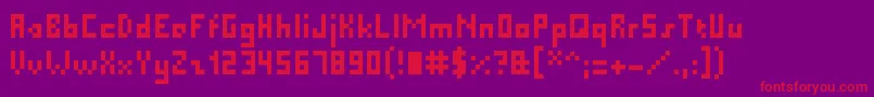 フォントPixelMillennium – 紫の背景に赤い文字