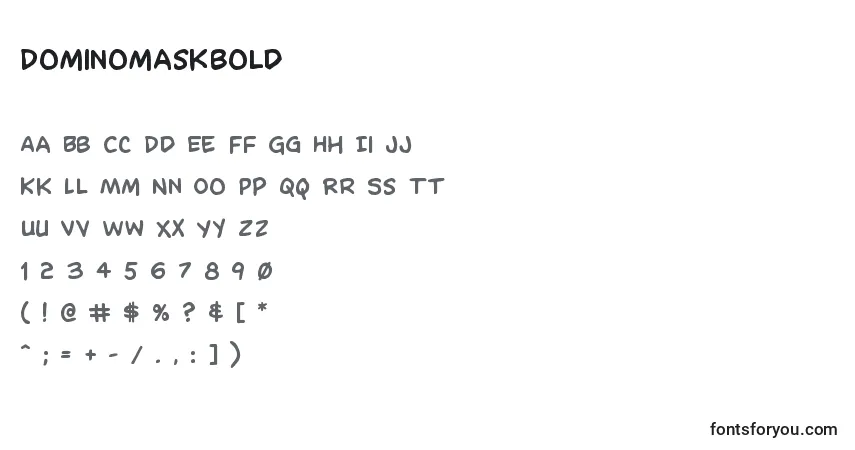 Шрифт Dominomaskbold – алфавит, цифры, специальные символы