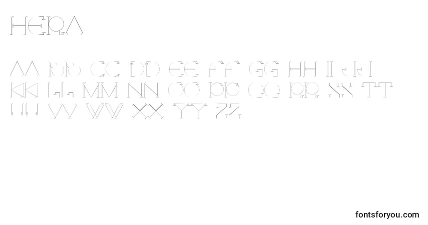 Schriftart Hera – Alphabet, Zahlen, spezielle Symbole