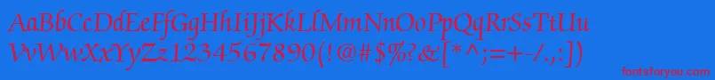 ChanceryScriptSsi-Schriftart – Rote Schriften auf blauem Hintergrund