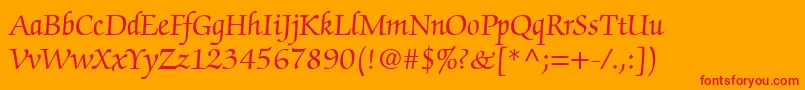 ChanceryScriptSsi-Schriftart – Rote Schriften auf orangefarbenem Hintergrund