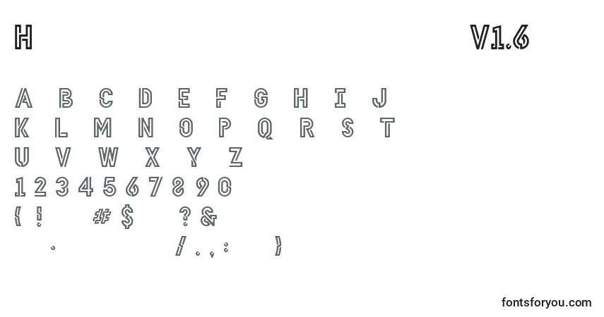 A fonte HellodenverdisplayboldV1.6 – alfabeto, números, caracteres especiais