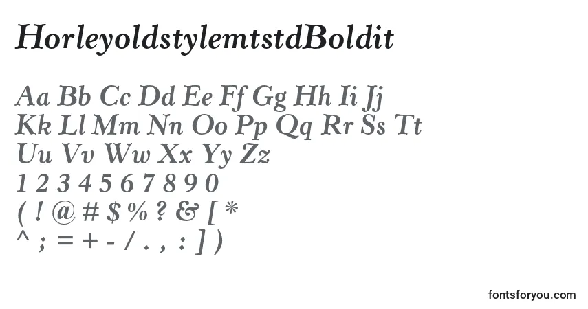 A fonte HorleyoldstylemtstdBoldit – alfabeto, números, caracteres especiais