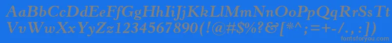 HorleyoldstylemtstdBoldit-Schriftart – Graue Schriften auf blauem Hintergrund