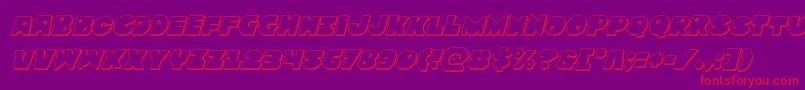 Zounderkite3Dital-Schriftart – Rote Schriften auf violettem Hintergrund